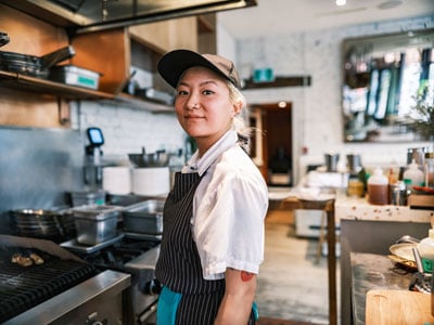 Restaurant employee in the kitchen